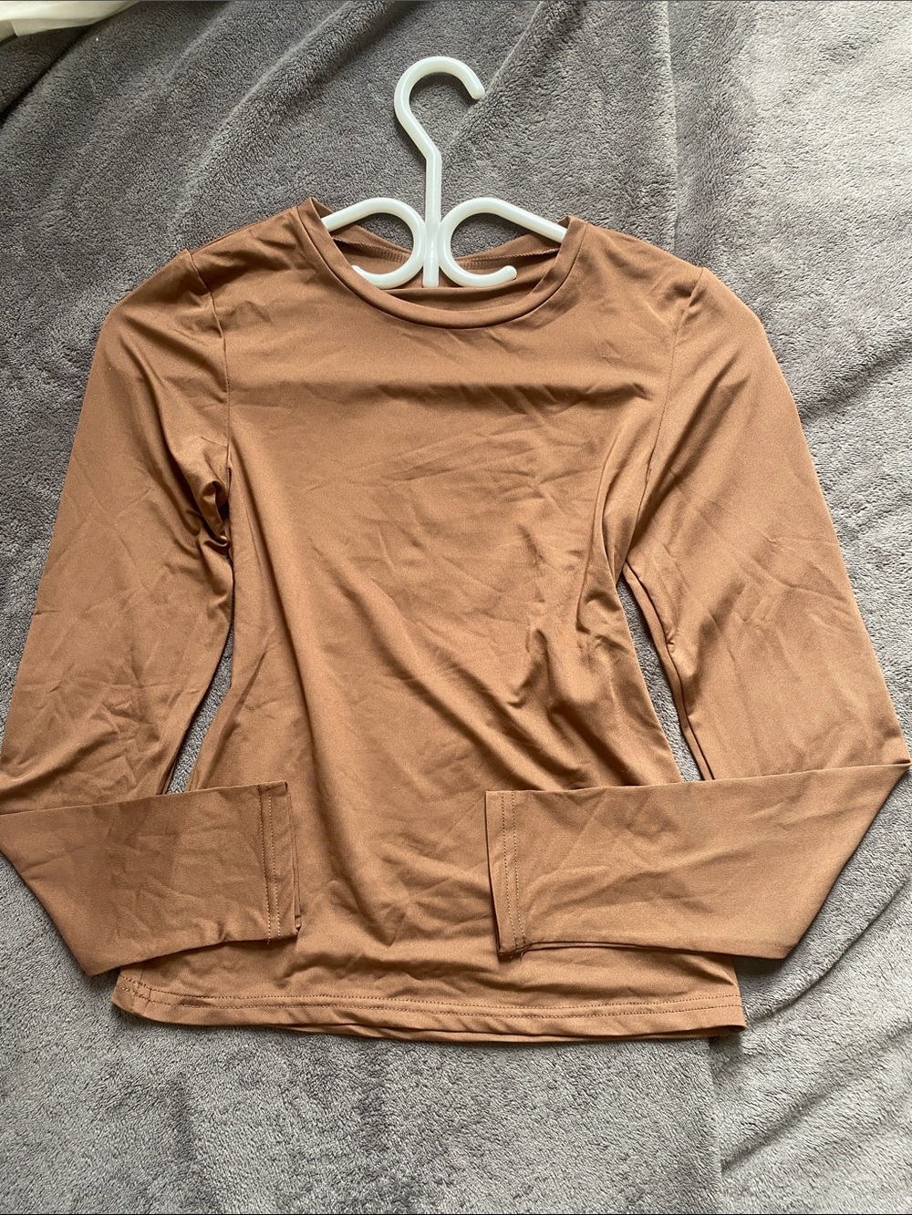 SHEIN Brown Long Sleeve Crewneck Tee
